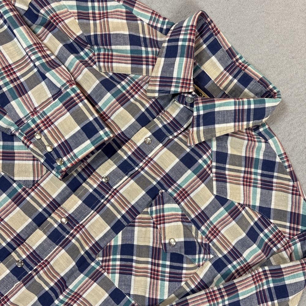 Panhandle Slim Mens Western Pearl Snap Shirt Plaid Size 17.5 x 36 2 Pockets